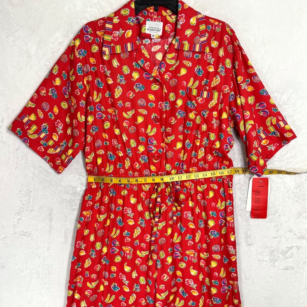 NWT Vintage Boho Fruit Print Jumpsuit 8 Wide Leg Novelty Tropical Resort Romper - Picture 10 of 16